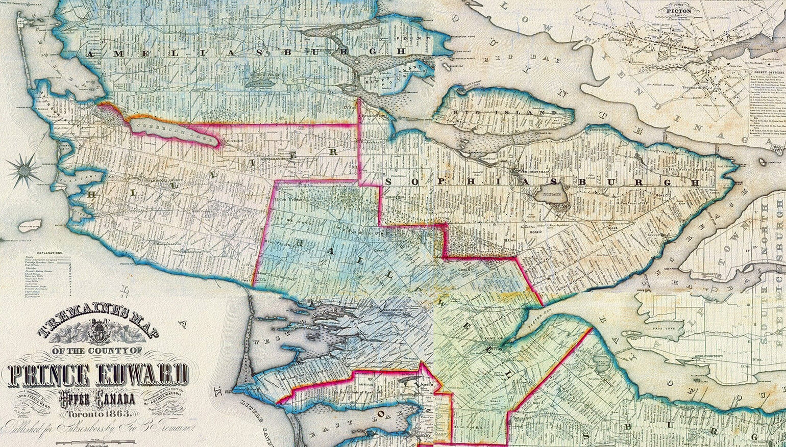 Prince Edward County map, 1863